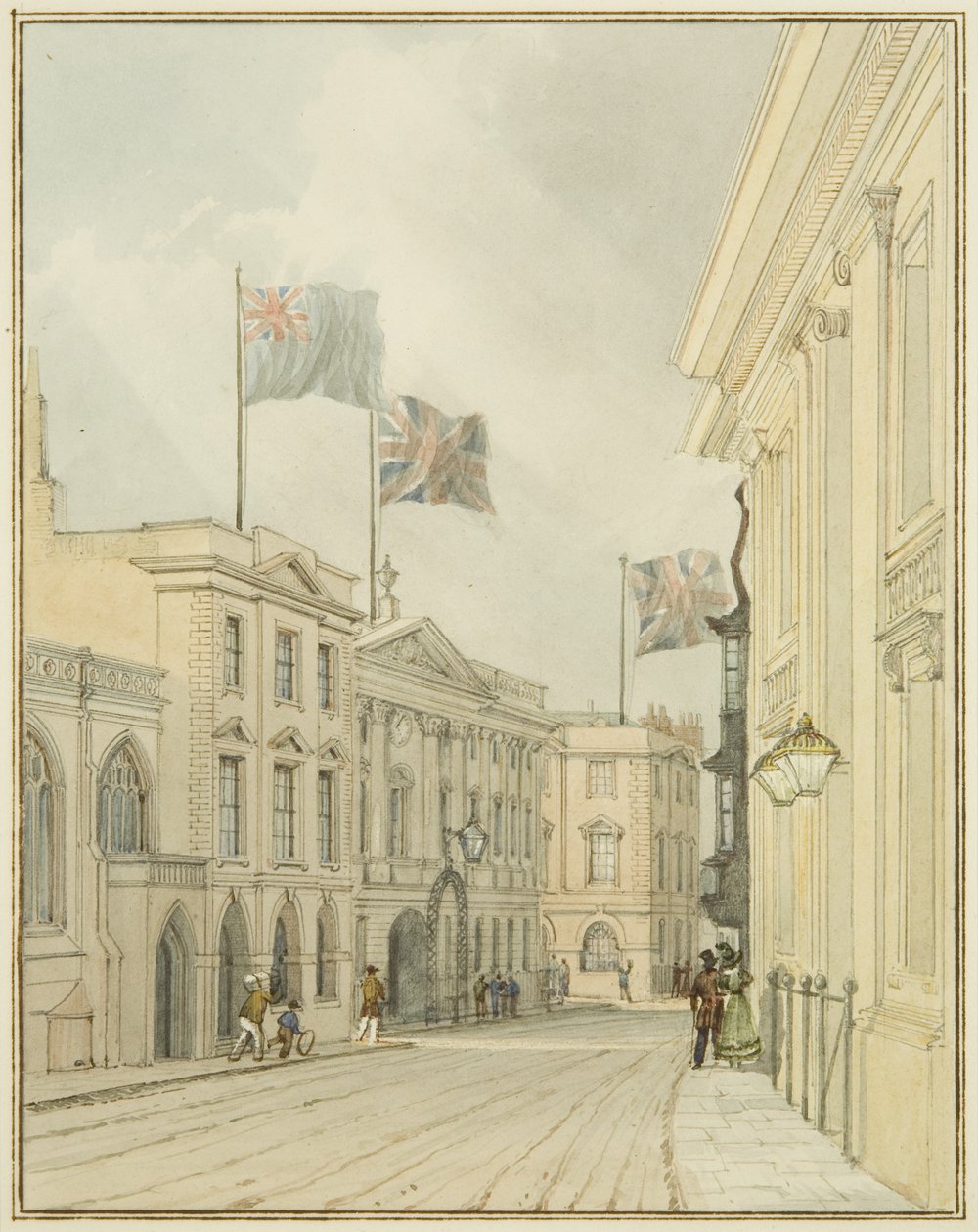 Corn Street fra Council House (akvarel på papir) af Thomas Leeson the Elder Rowbotham