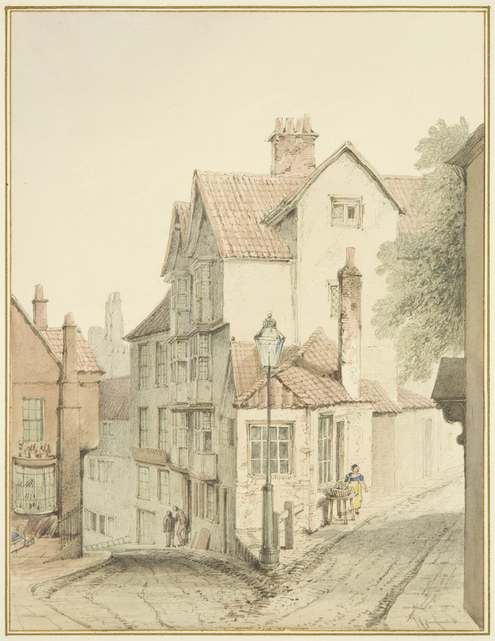 Hjørne af Trenchard Lane og Steep Street (akvarel på papir) af Thomas Leeson the Elder Rowbotham