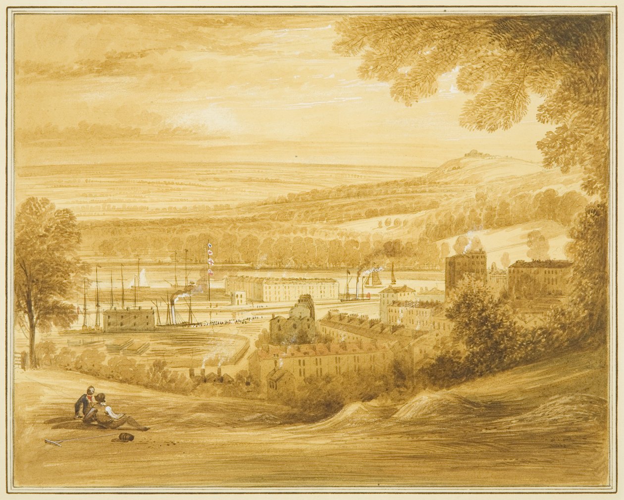 Cumberland Basin set fra marken nær Clifton Church af Thomas Leeson the Elder Rowbotham