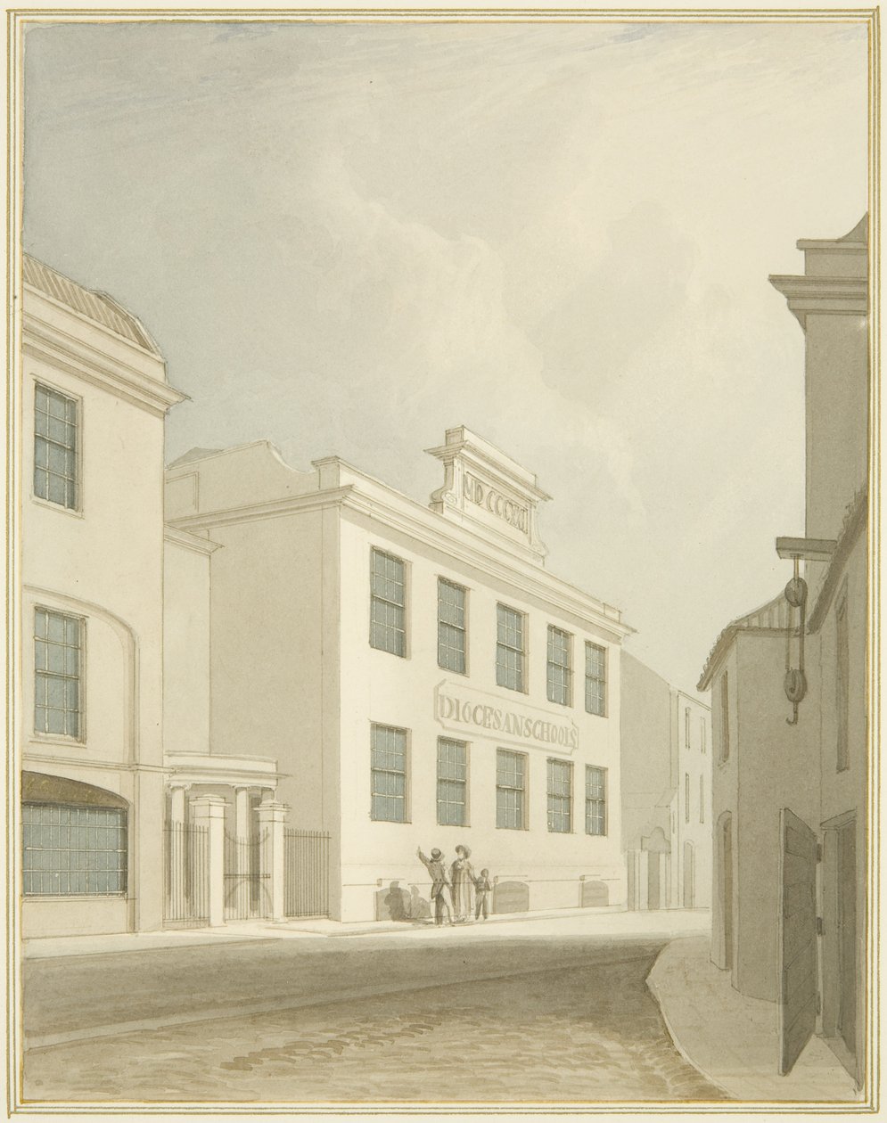 Diocesan Schools, Nelson Street (akvarel på papir) af Thomas Leeson the Elder Rowbotham