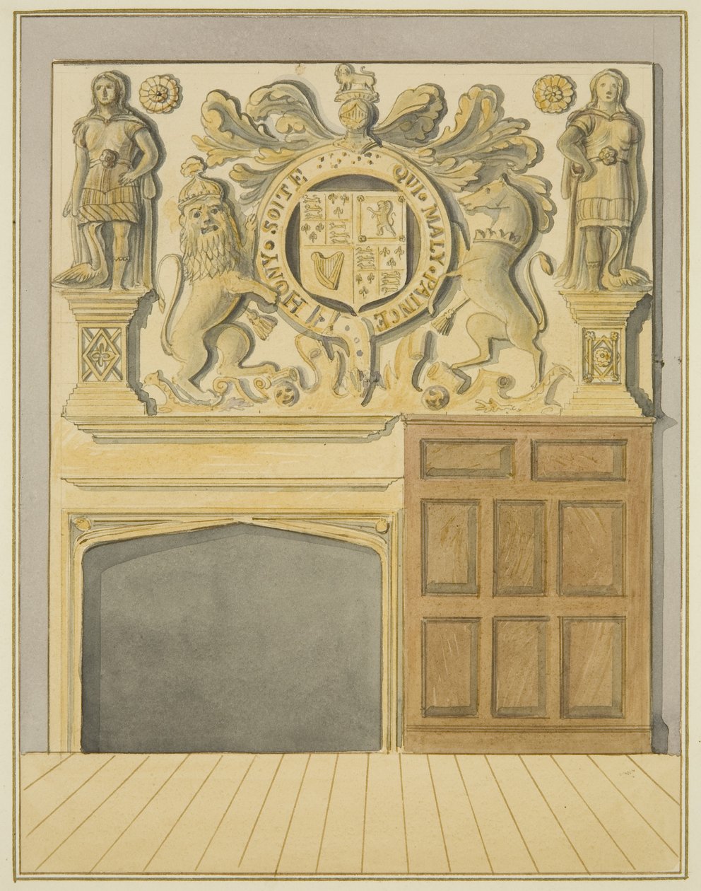 Pejs hos Mr. Barne, Counterslip (akvarel på papir) af Thomas Leeson the Elder Rowbotham