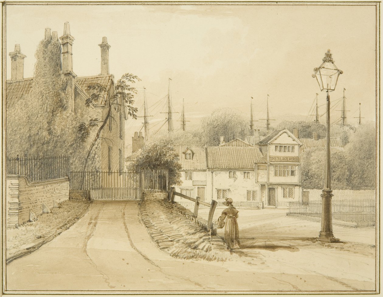Lower College Green eller College Square (akvarel på papir) af Thomas Leeson the Elder Rowbotham