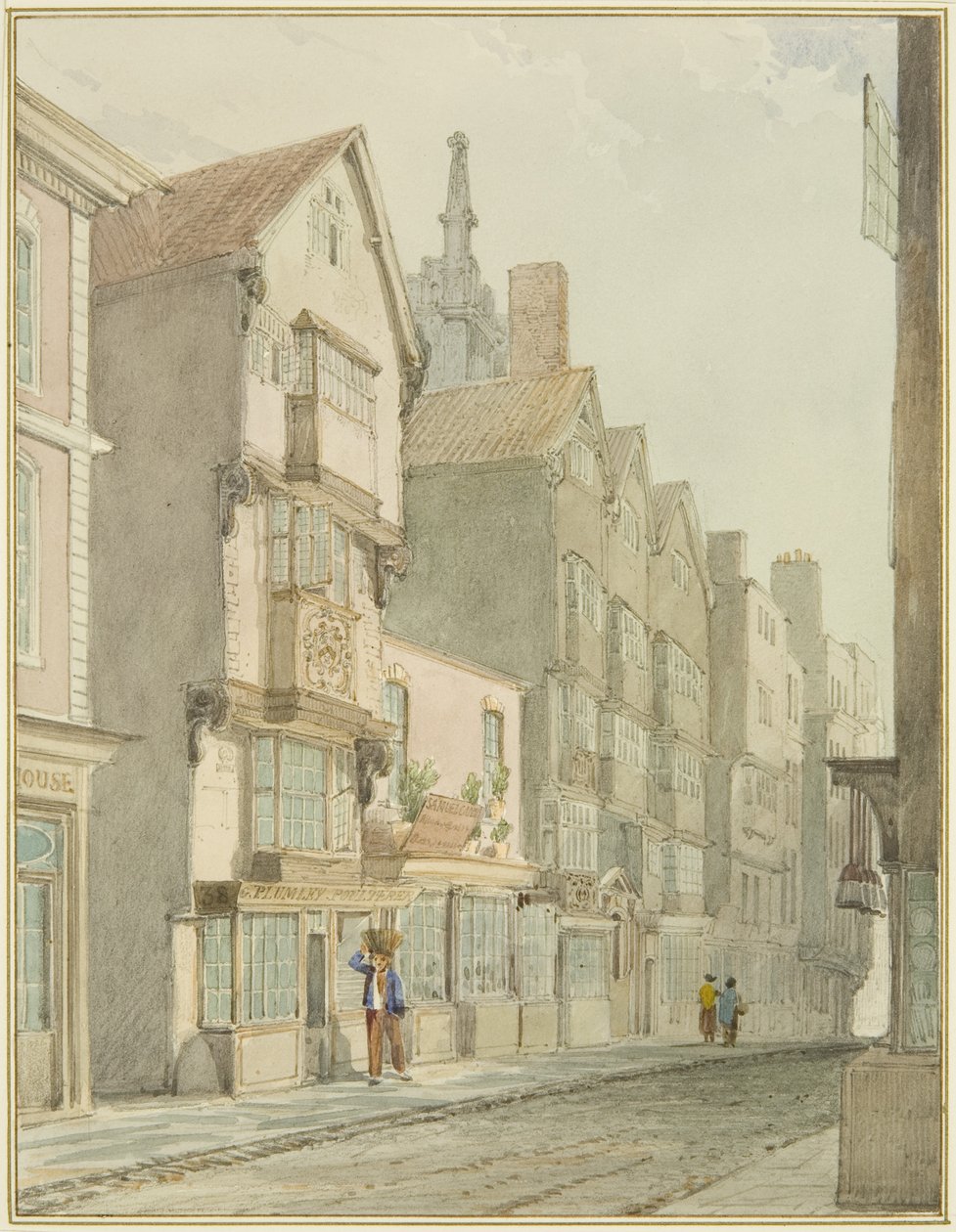 Mary-le-Port Street (akvarel på papir) af Thomas Leeson the Elder Rowbotham