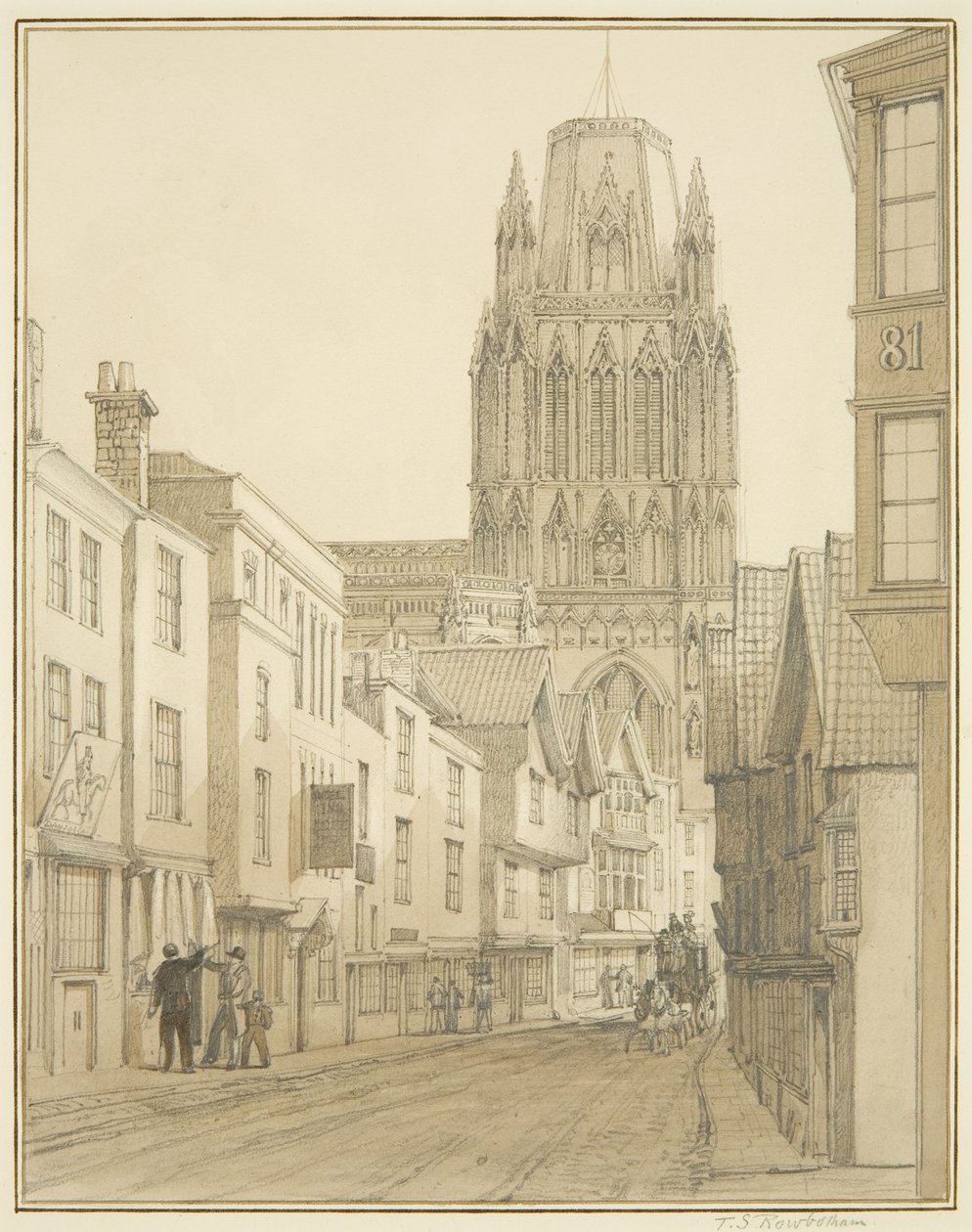 Nordlig udsigt over St Mary Redcliffe Church set fra Redcliffe Street af Thomas Leeson the Elder Rowbotham