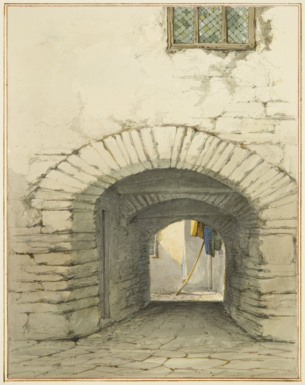 Passage Archway fra Marsh Street (akvarel på papir) af Thomas Leeson the Elder Rowbotham