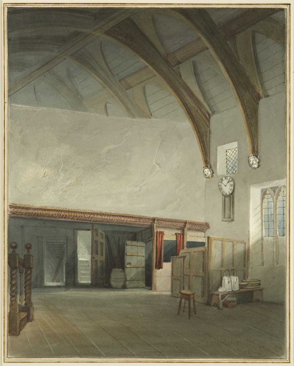 Værelse i et hus i Cider House Passage, ud for Broad Street (akvarel på papir) af Thomas Leeson the Elder Rowbotham