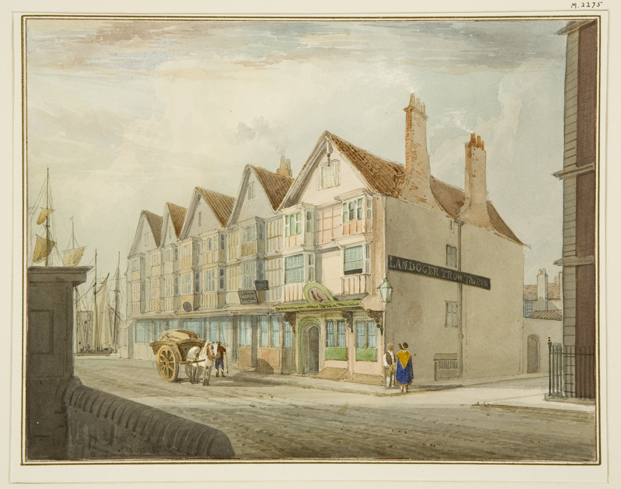 Sydsiden af King Street med Llandoger Trow af Thomas Leeson the Elder Rowbotham
