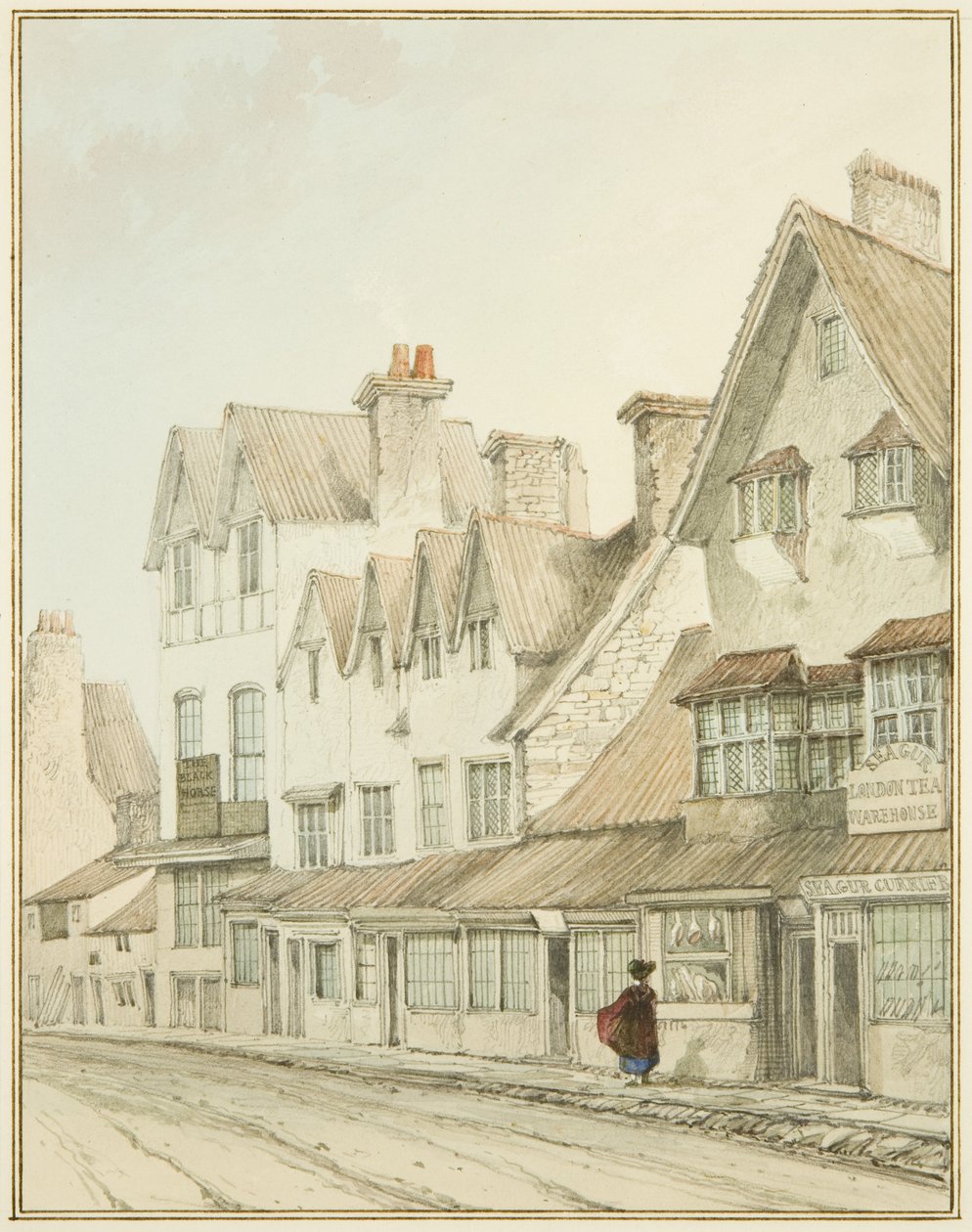 South Side of West Street, uden Lawfords Gate (blyant og akvarel på papir) af Thomas Leeson the Elder Rowbotham
