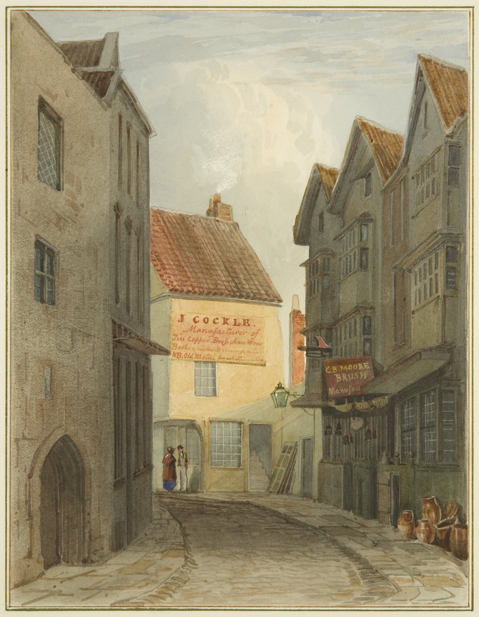 St Nicholas Street fra krydset med Corn Street (akvarel på papir) af Thomas Leeson the Elder Rowbotham
