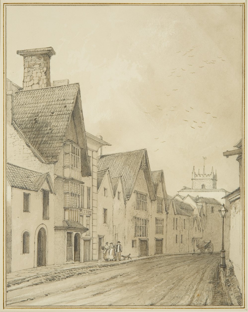 Temple Back (blyant og akvarel på papir) af Thomas Leeson the Elder Rowbotham