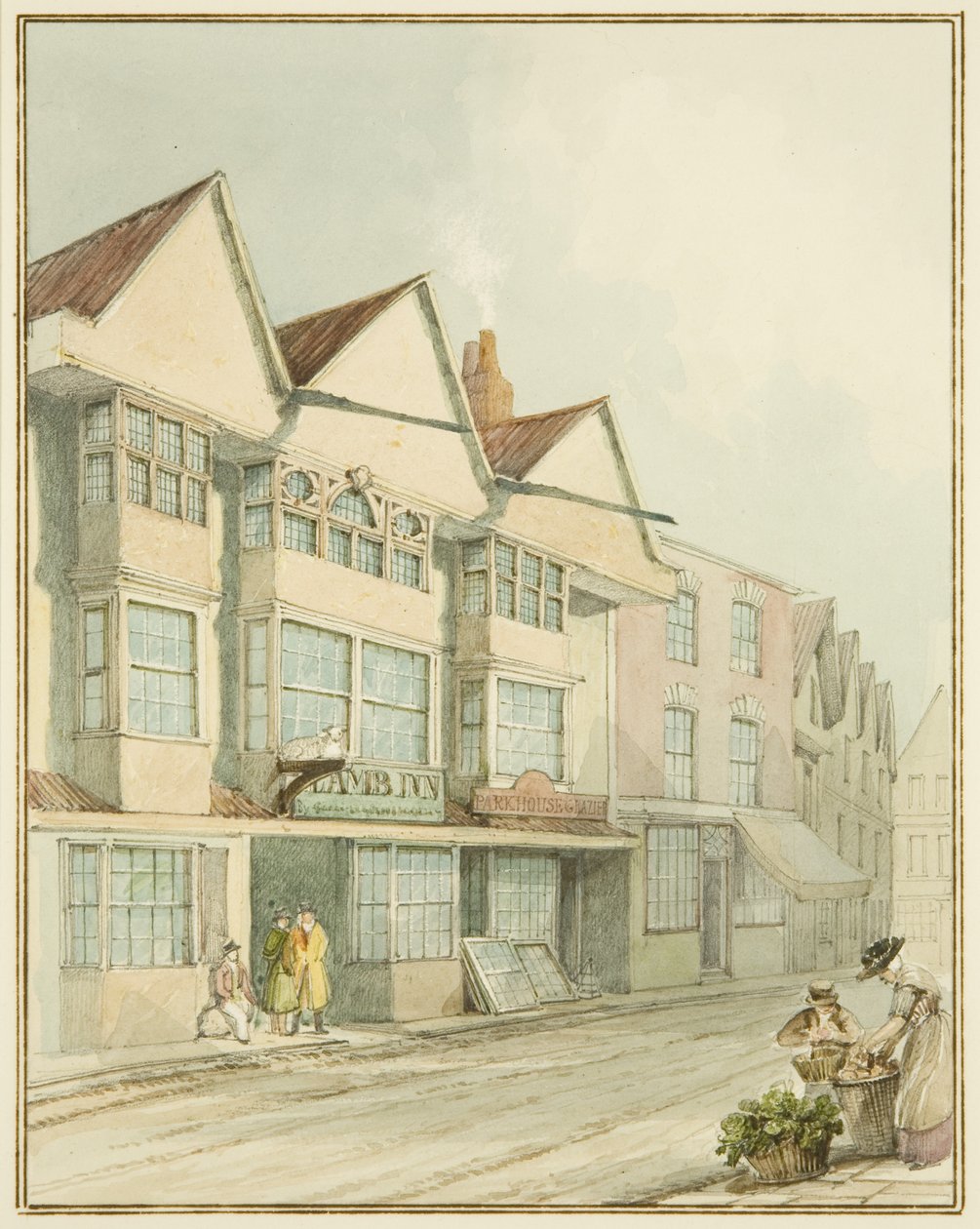 The Lamb Inn, West Street (akvarel på papir) af Thomas Leeson the Elder Rowbotham