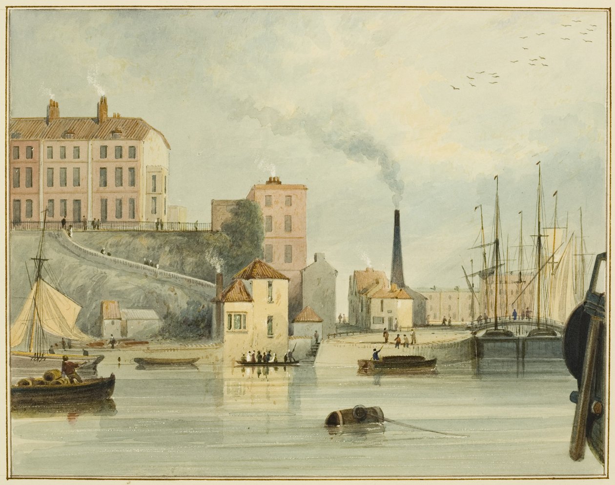 West End of Redcliffe Parade, der viser indgangsportene til Bathurst Basin af Thomas Leeson the Elder Rowbotham
