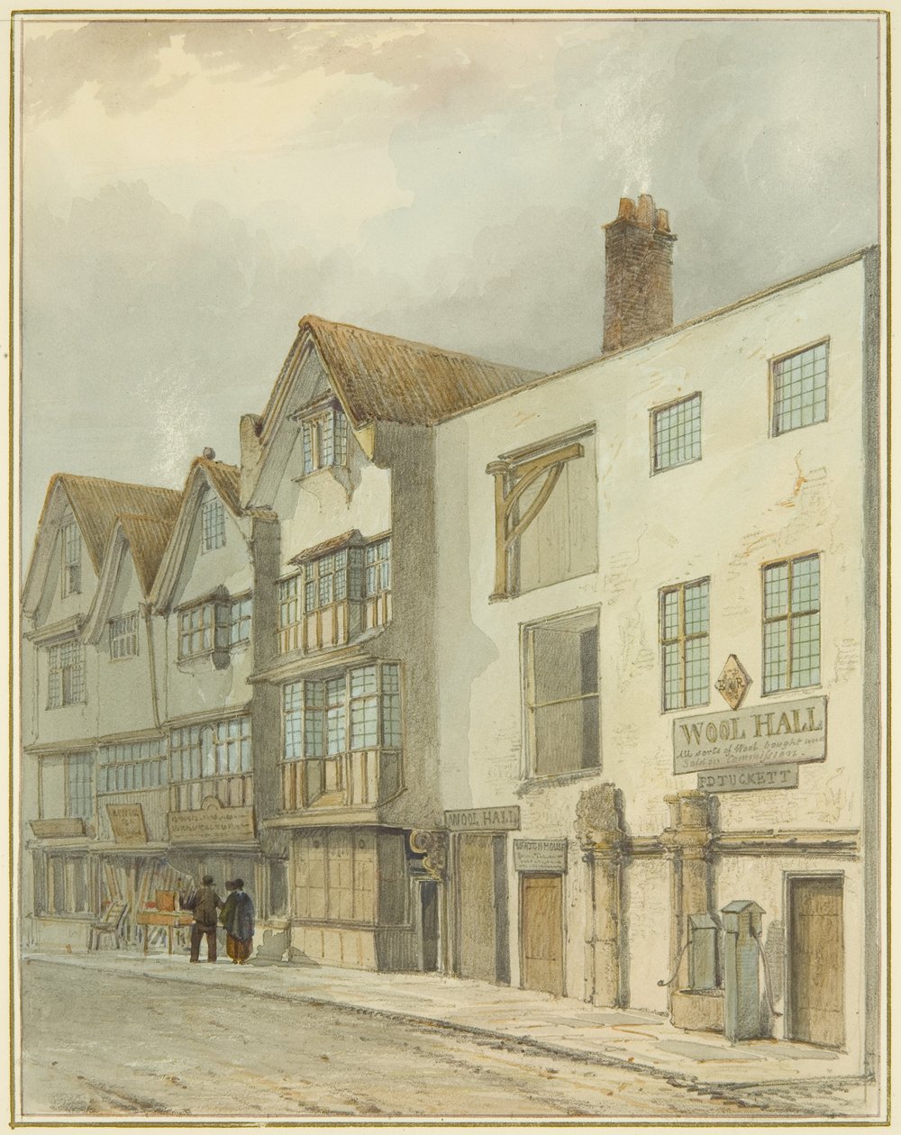 Wool Hall i Thomas Street (akvarel på papir) af Thomas Leeson the Elder Rowbotham