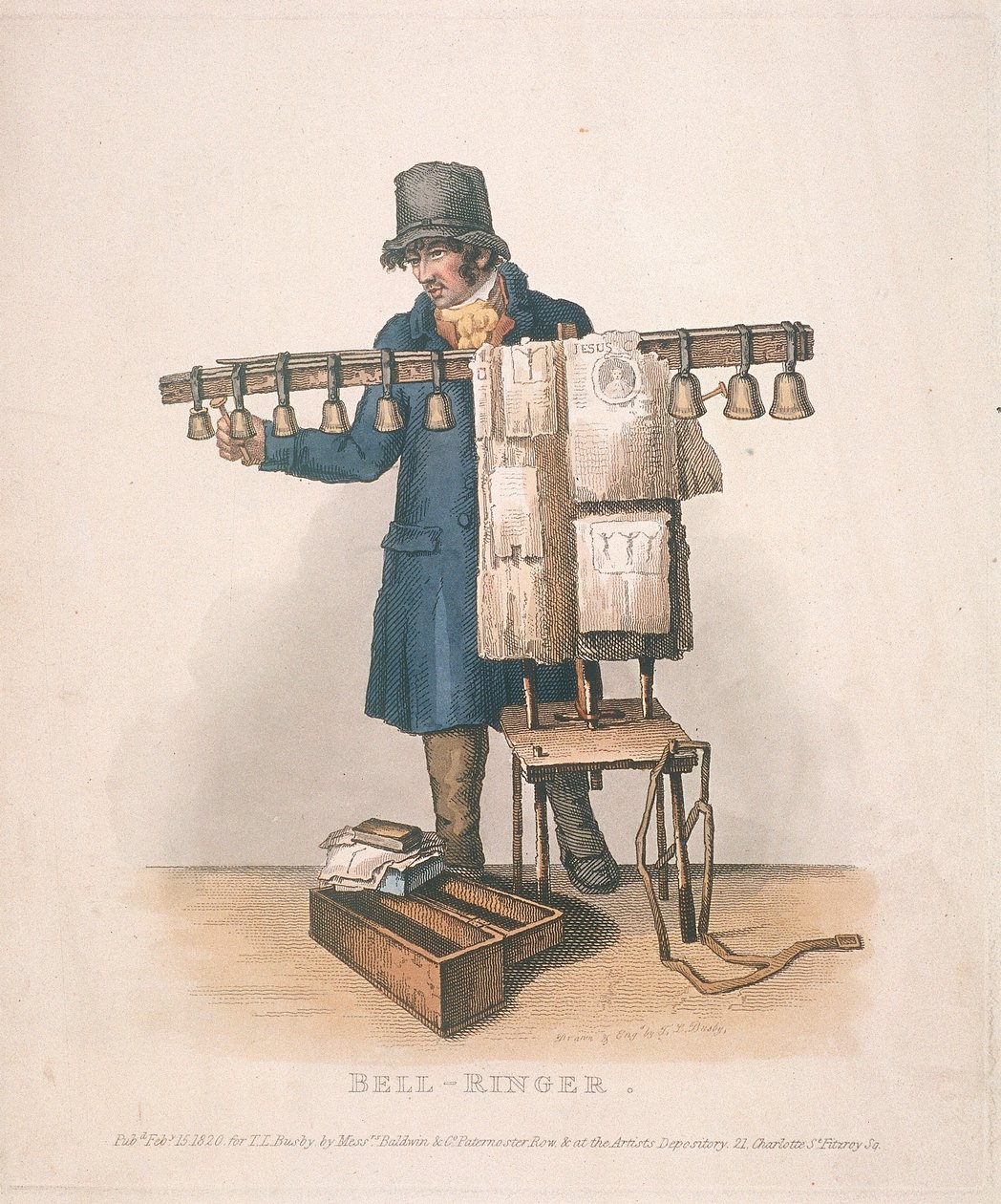 Klokker med stativ til sine klokker, 1820 af Thomas Lord Busby