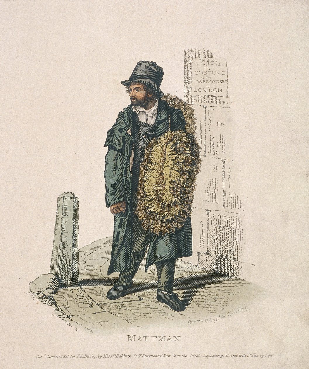 Matt sælger bærer sine varer på sin skulder, 1820 af Thomas Lord Busby