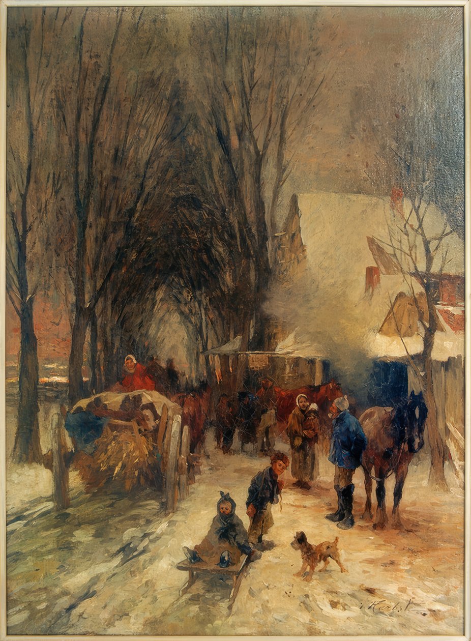 Landsbygade om vinteren af Thomas Ludwig Herbst