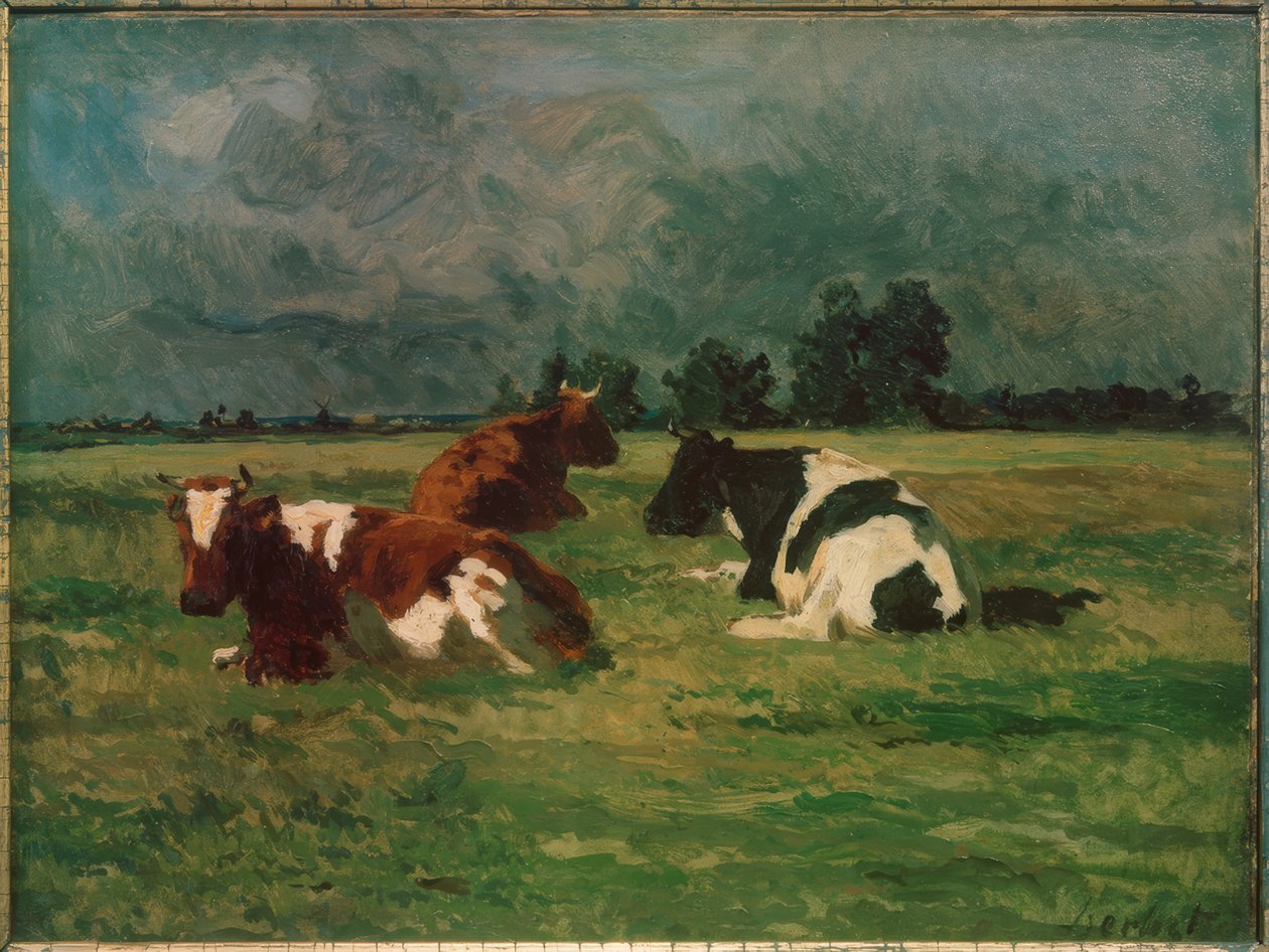 Tre køer på græsmarken af Thomas Ludwig Herbst