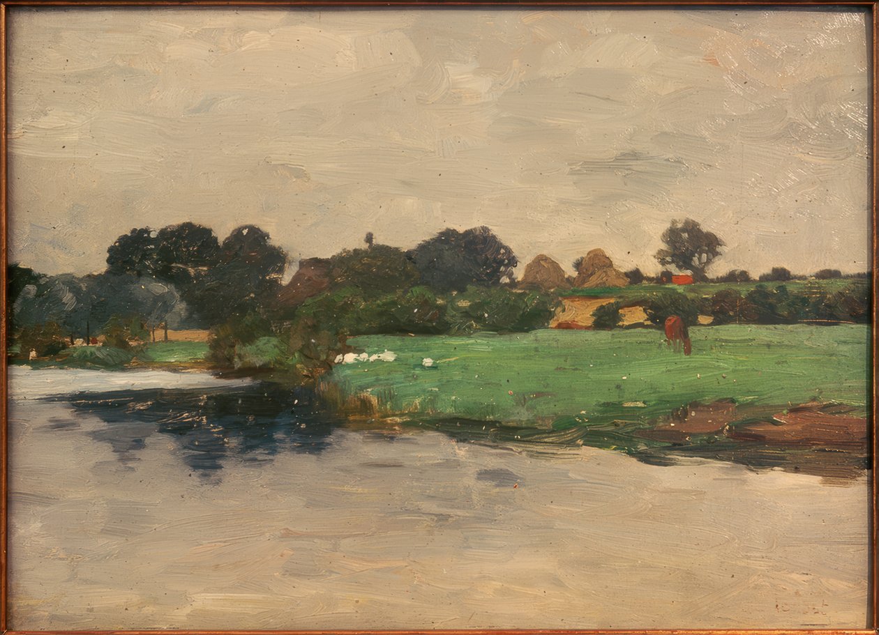 Flodlandskab nær Hamburg af Thomas Ludwig Herbst