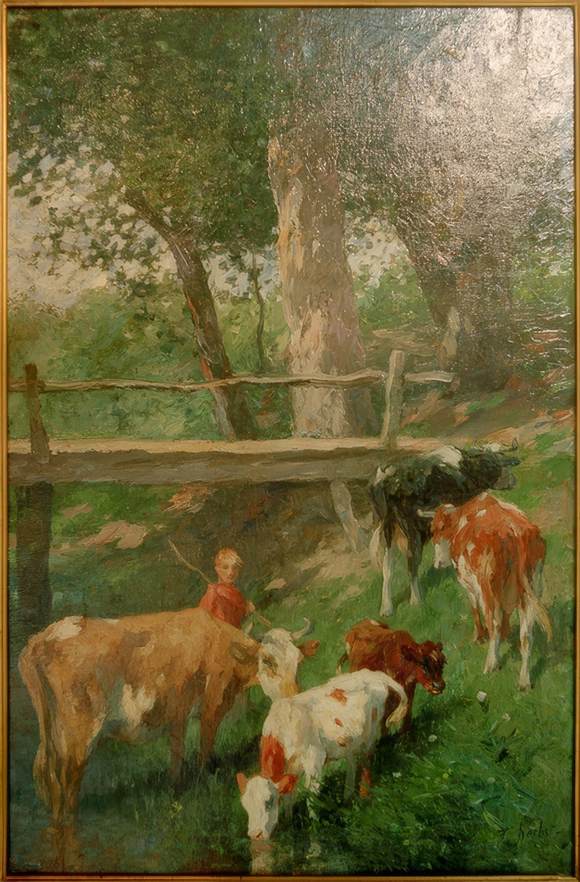 Hyrde dreng med køer af Thomas Ludwig Herbst