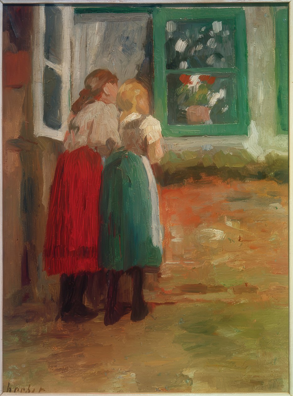 To piger ved vinduet af Thomas Ludwig Herbst