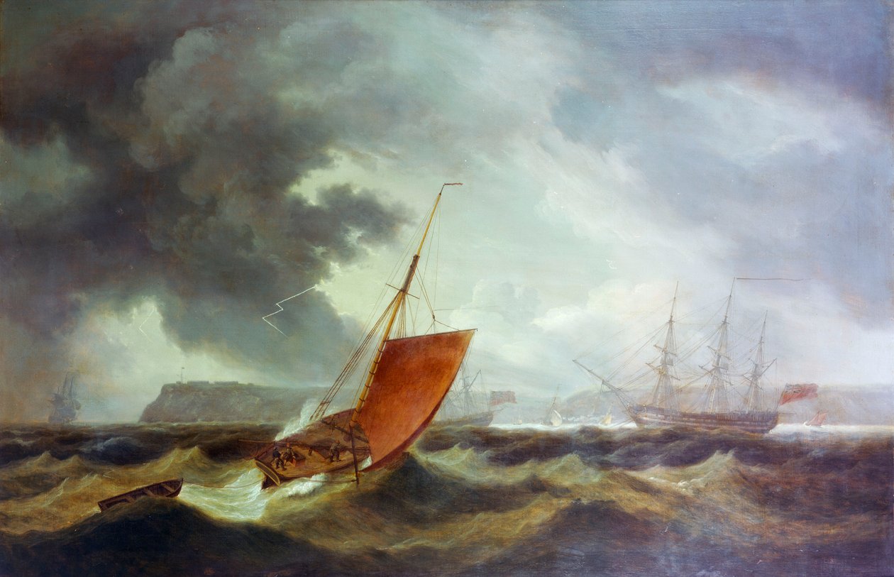 En trawler fra Brixham på vej ind i Torbay, begyndelsen af det 19. århundrede (oliemaleri) af Thomas Luny