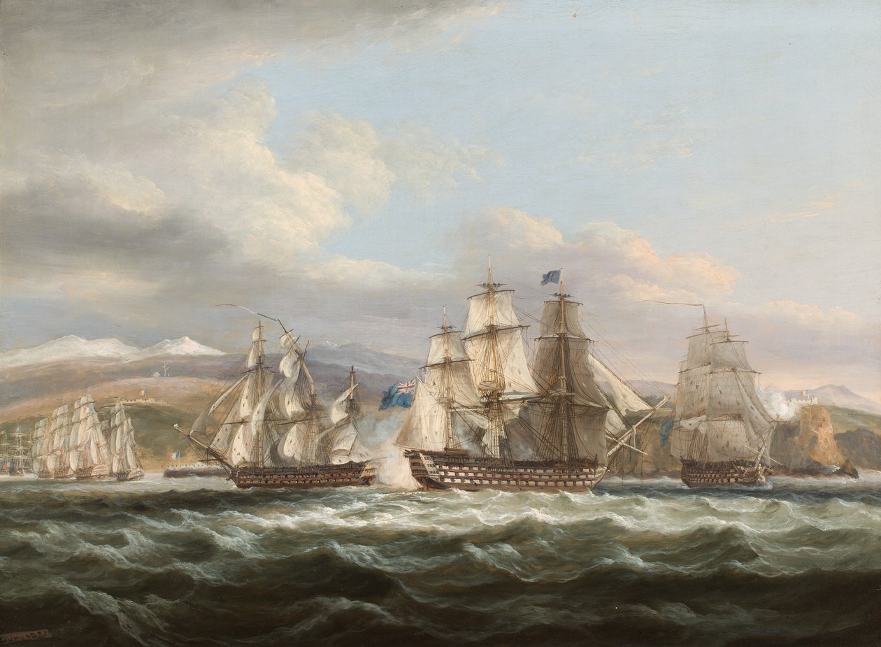 H.M.S. Caledonia jager den franske eskadre ind i Toulon af Thomas Luny