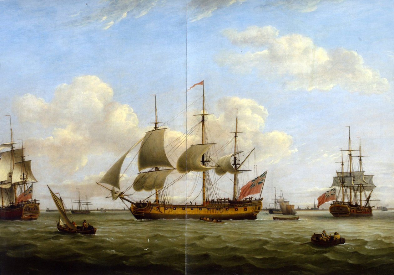 HMS Maria Anna-Earl af Chatham- Achilles-Thomas Luny af Thomas Luny