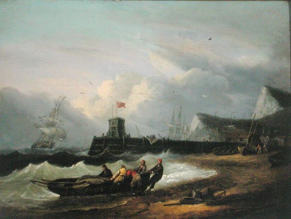 At trække en båd i land ud for Dover Havn af Thomas Luny