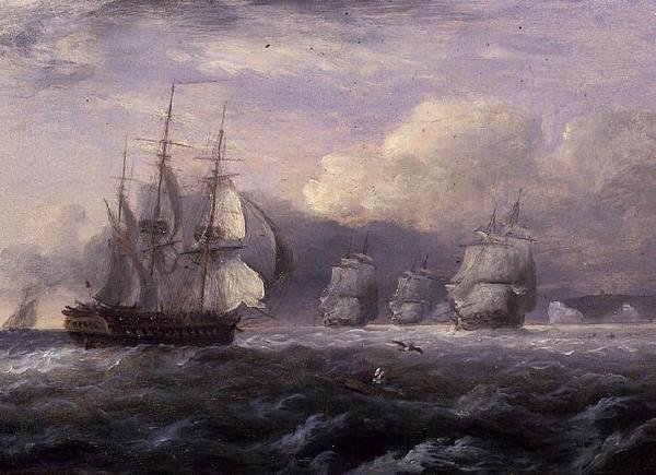 Løb før en stiv brise - North Foreland, Kents kyst af Thomas Luny