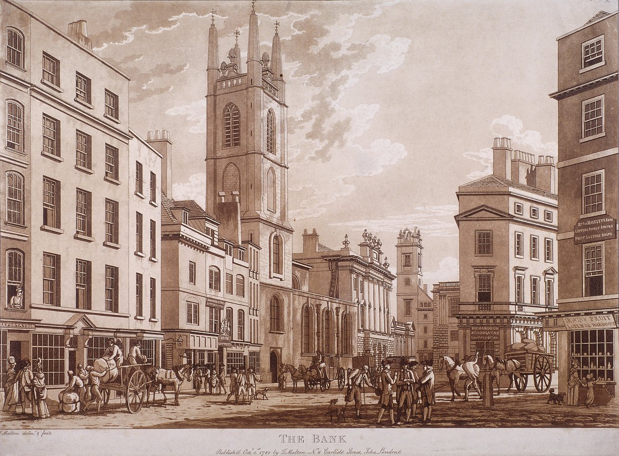Bank of England, Threadneedle Street, London, 1781 af Thomas Malton II