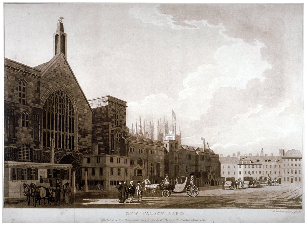 New Palace Yard og indgangen til Westminster Hall, London, 1782. af Thomas Malton II