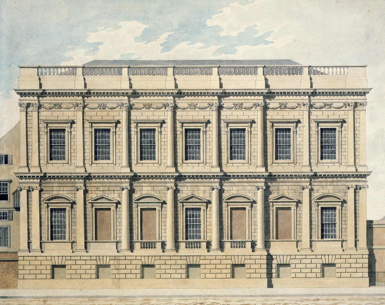 Udsigt over bankethuset i Whitehall, Westminster, ca. 1790 af Thomas Malton Jnr.