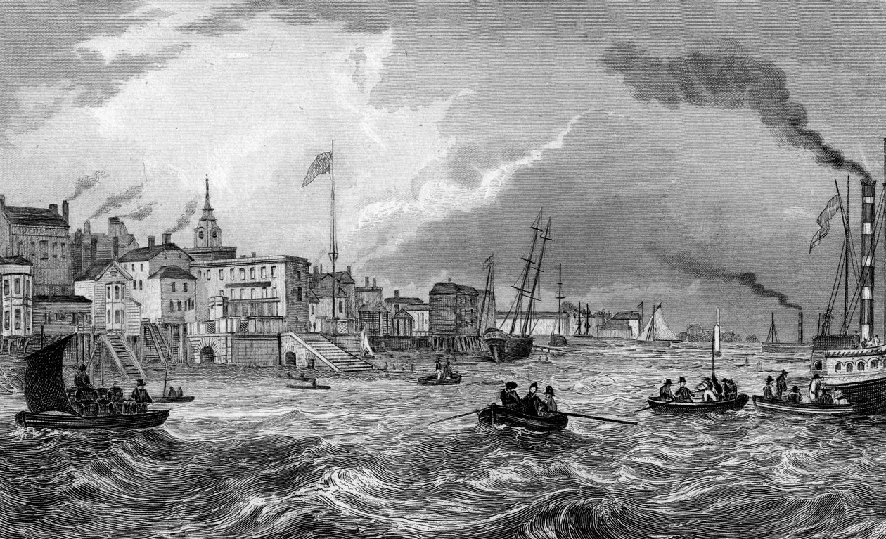 Gravesend, Kent, udgivet 1831 (gravering) af Thomas Mann Baynes