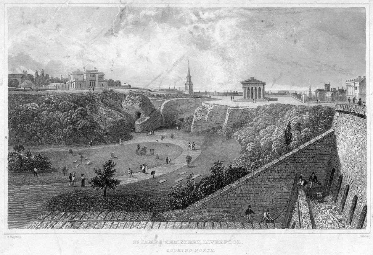 St James Cemetery, Liverpool, mod nord, 1800-tallet. af Thomas Mann Baynes