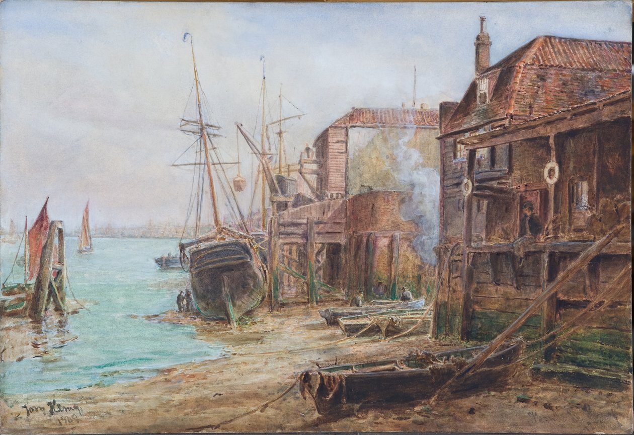 A bit of Old Greenwich, 1904 (wc på papir) af Thomas Marie Madawaska Hemy
