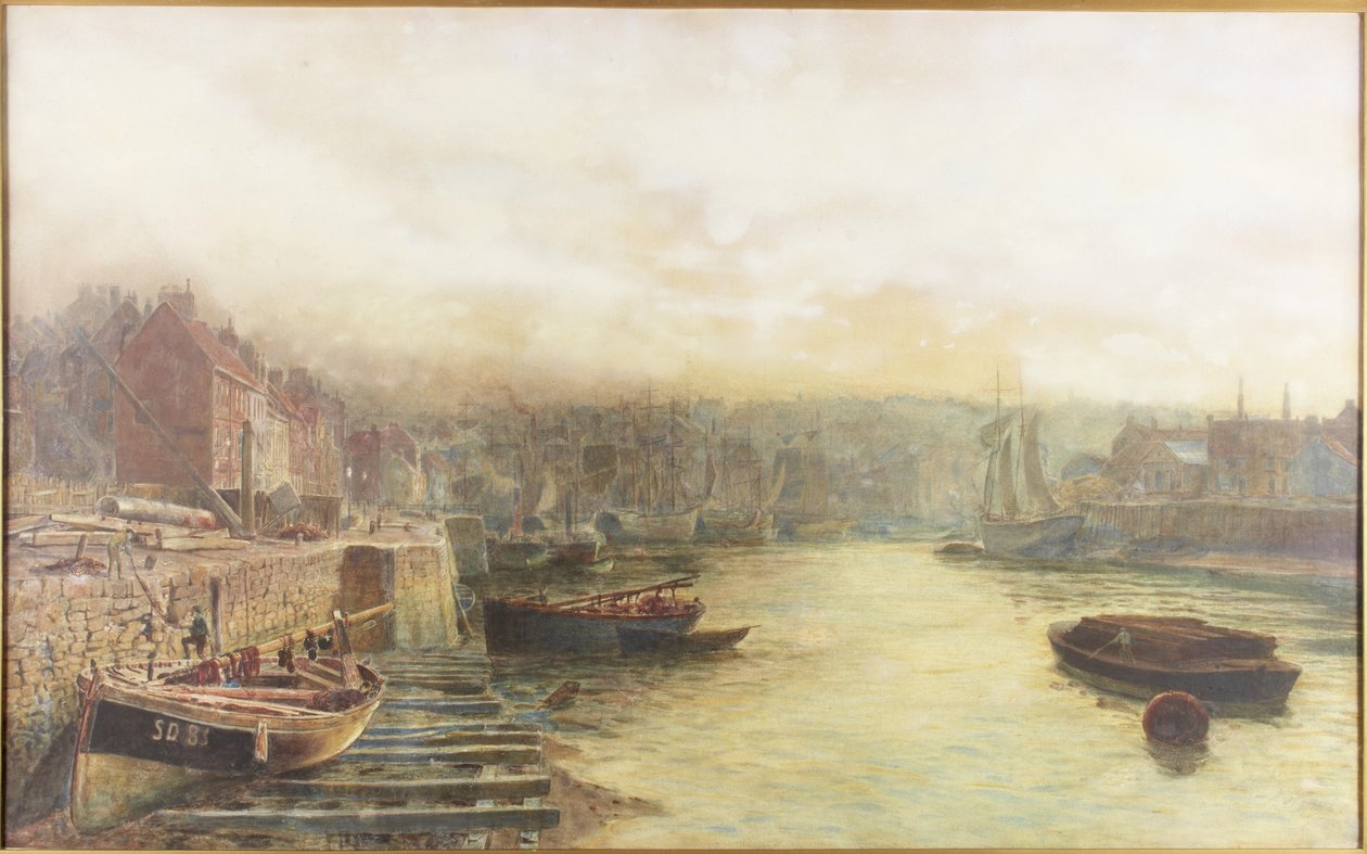 River Wear, North Bank Looking West From Customs House (akvarel på papir) af Thomas Marie Madawaska Hemy