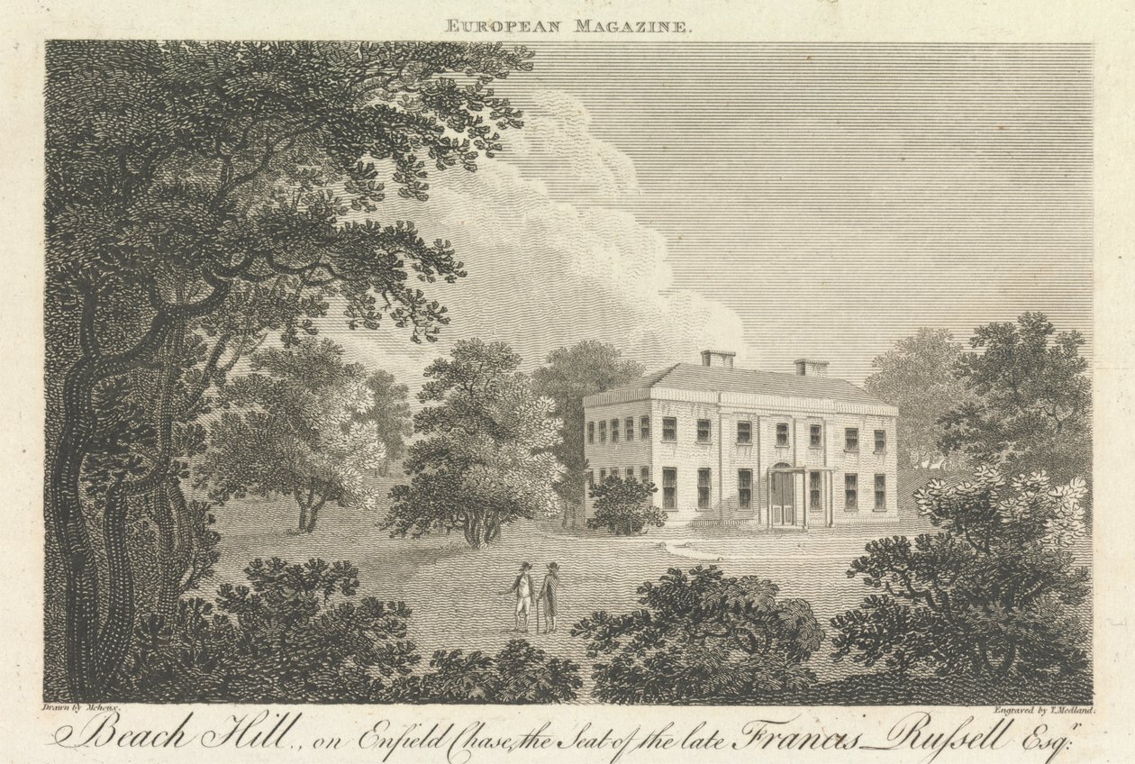 Beach Hill, på Enfield Chase, sæde for afdøde Francis Russell, Esquire, ydre forstad - nord af Thomas Medland