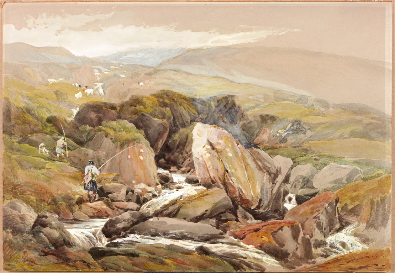 A View in the Highlands (kropsfarve) af Thomas Miles II Richardson