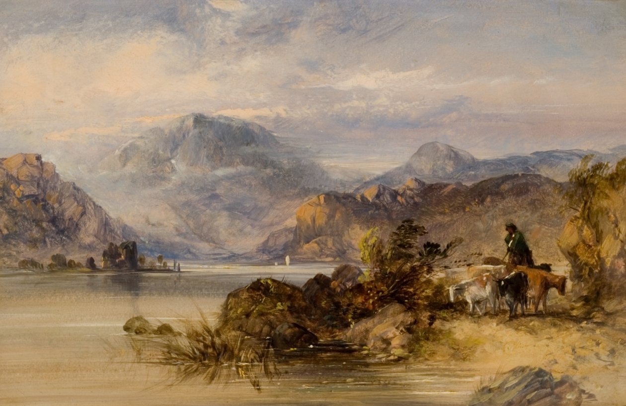 Highland Lake Scene af Thomas Miles II Richardson