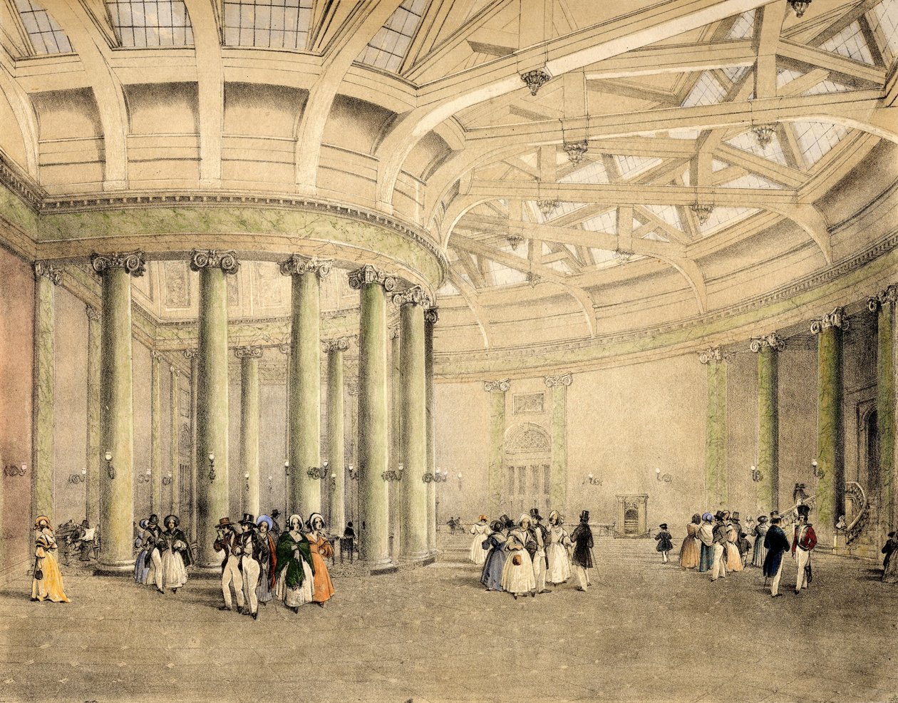 Central Exchange, News Room, ca. 1838 af Thomas Miles Richardson