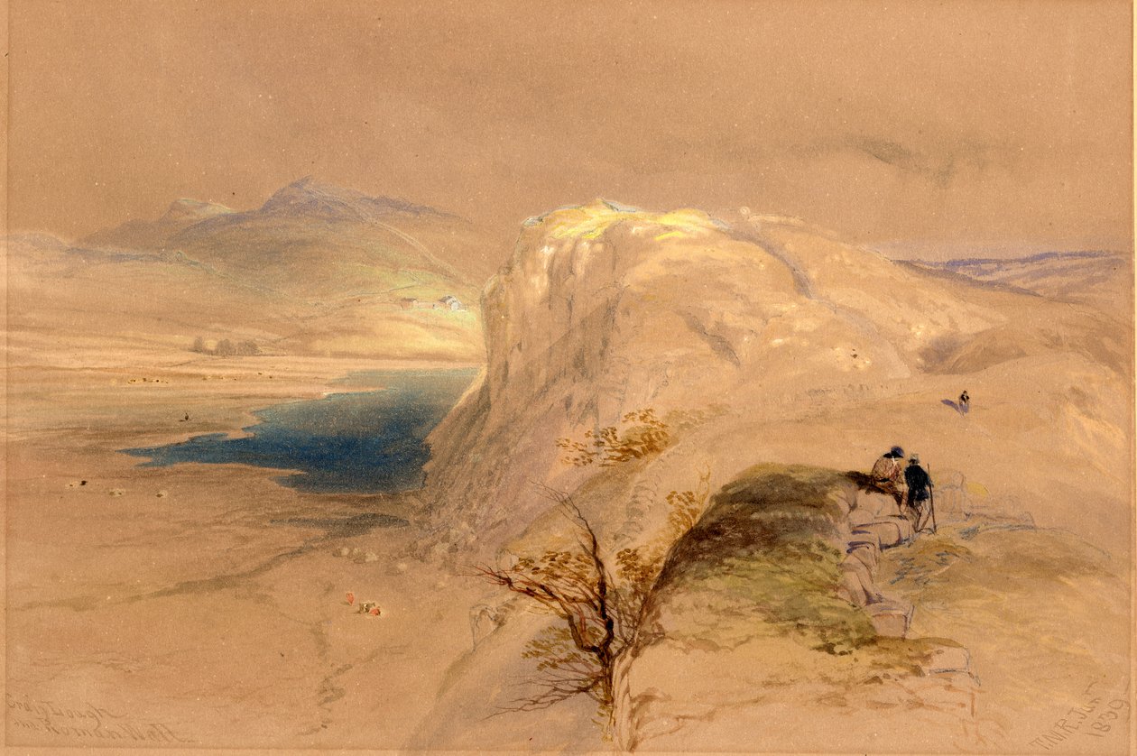 Craig Lough and Roman Wall, 1839 (blyant, gouache og wc på papir) af Thomas Miles Richardson