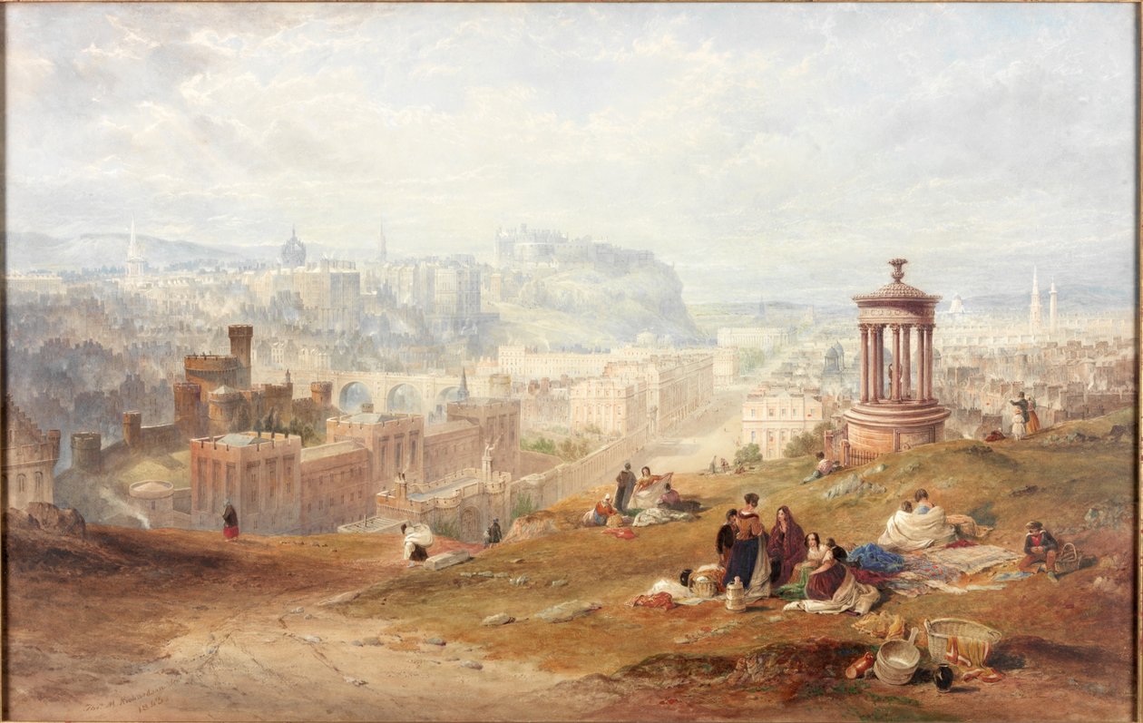 Edinburgh fra Calton Hills (akvarel på papir) af Thomas Miles Richardson