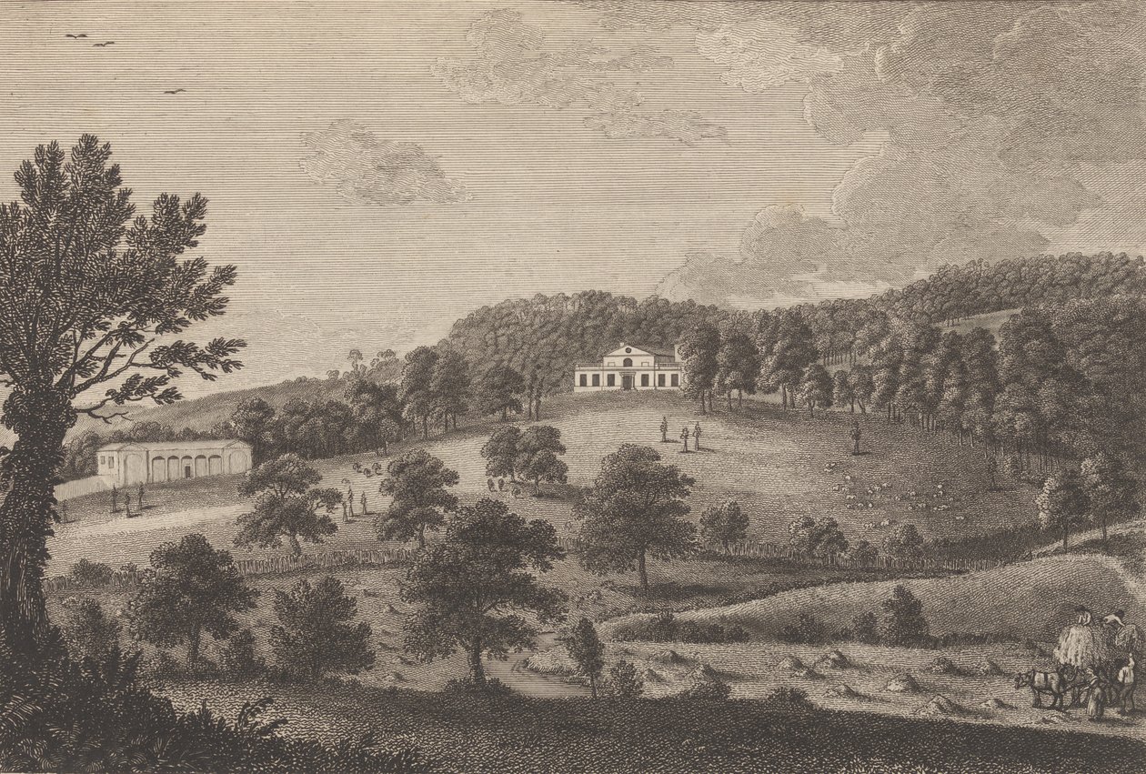 En udsigt over Lodge i South Park, nær Penshurst i County of Kent, fra The H..., 1777-90. af Thomas Milton