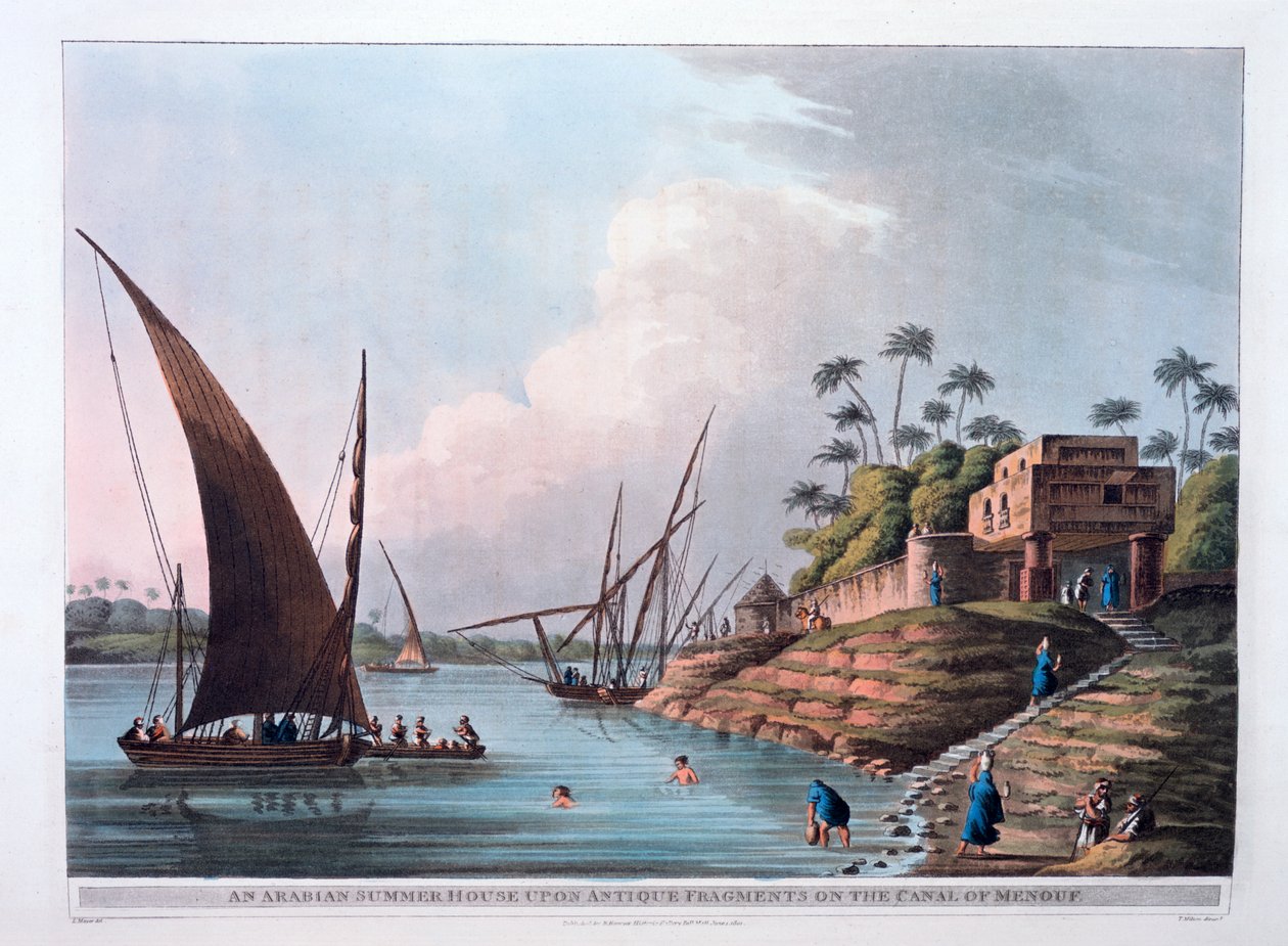 Arabisk sommerhus på kanalen Menouf, Egypten, 1801 af Thomas Milton