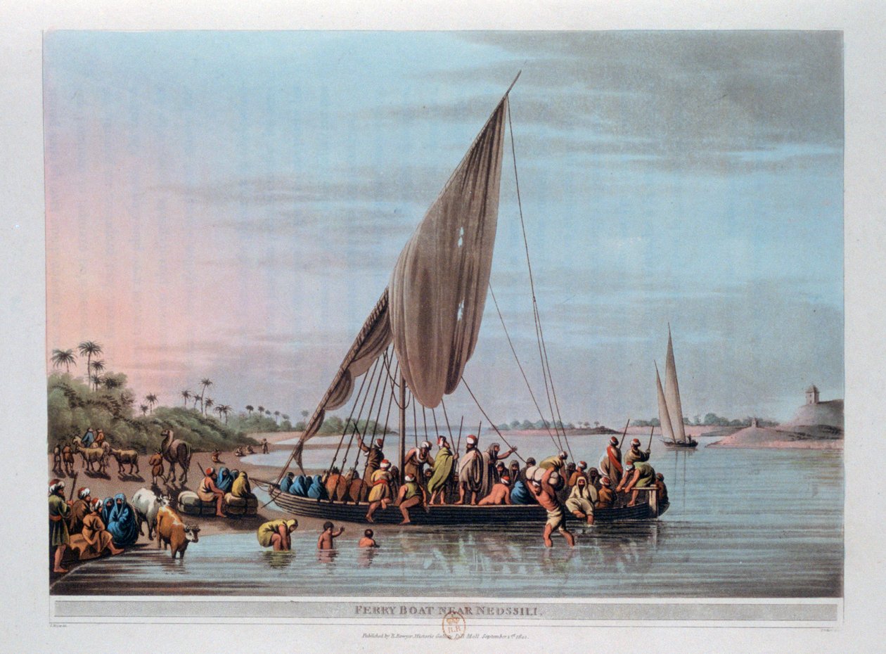 Færge i nærheden af Nedssili, Egypten, 1801 af Thomas Milton