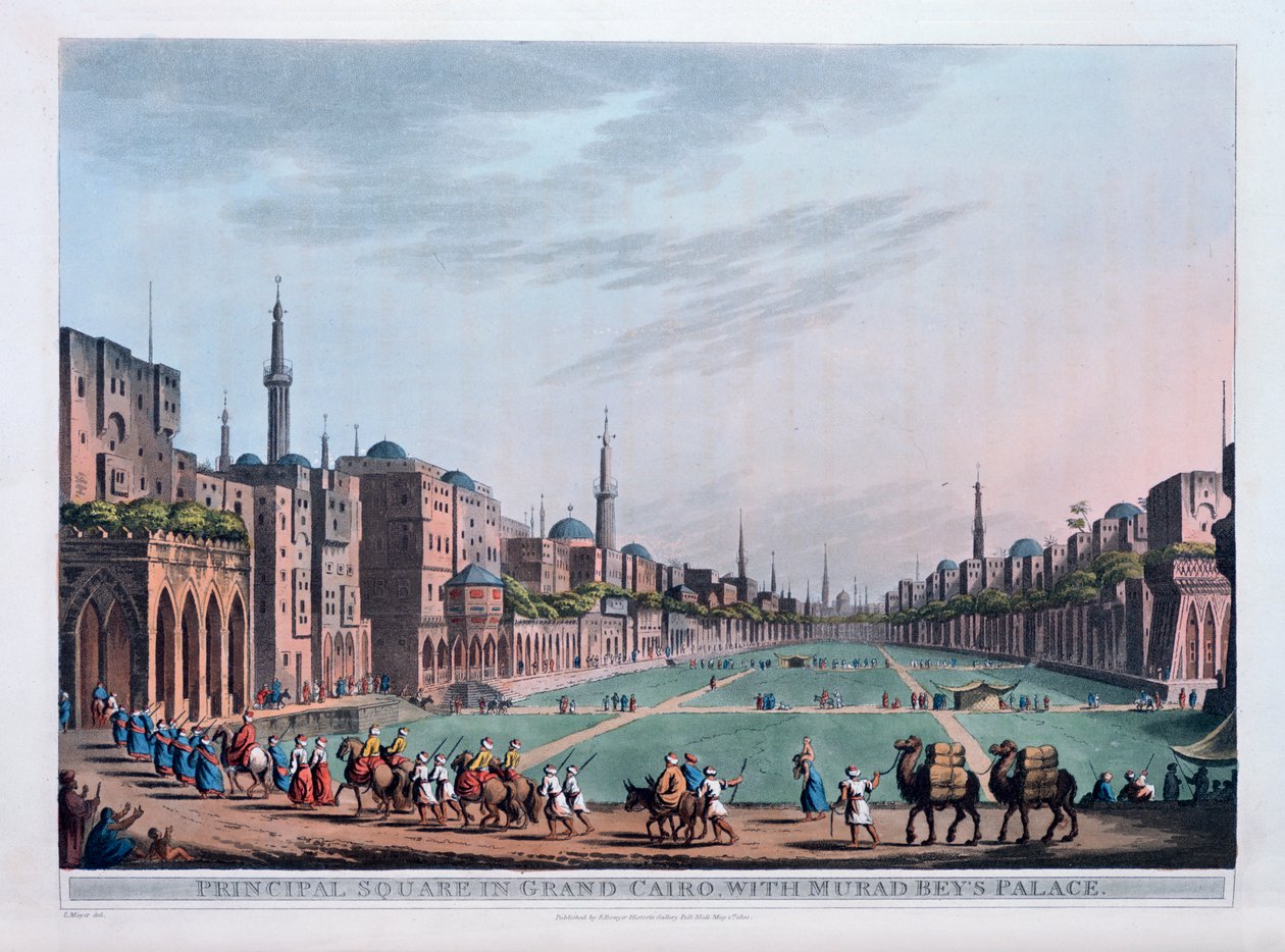 Hovedpladsen i Grand Cairo med Murad Beys-paladset, 1801 af Thomas Milton