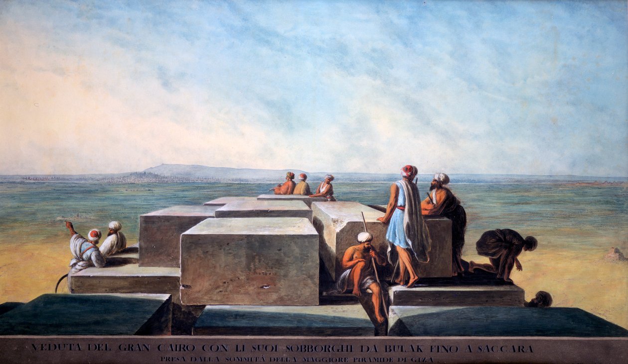 Toppen af den første pyramide i Giza, 1794 af Thomas Milton