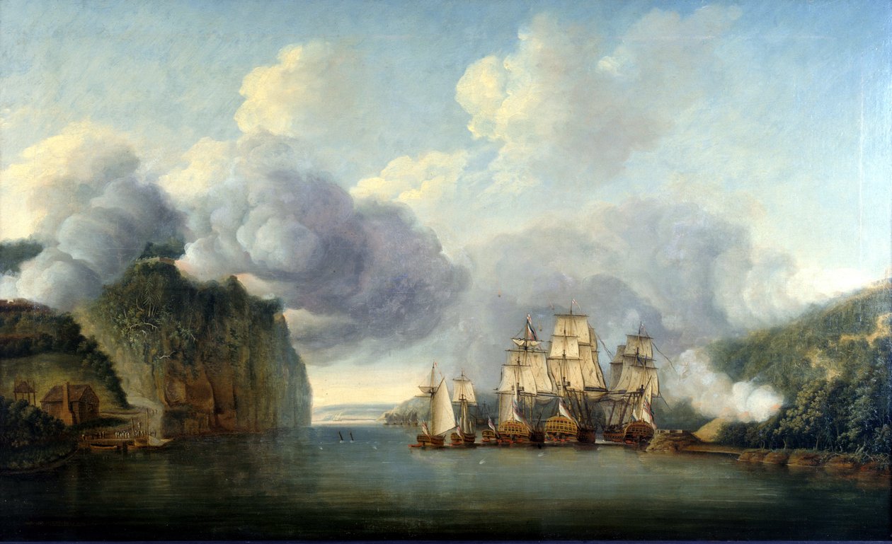 Tvinger en passage af Hudson-floden igennem, 9. oktober 1776 af Thomas Mitchell