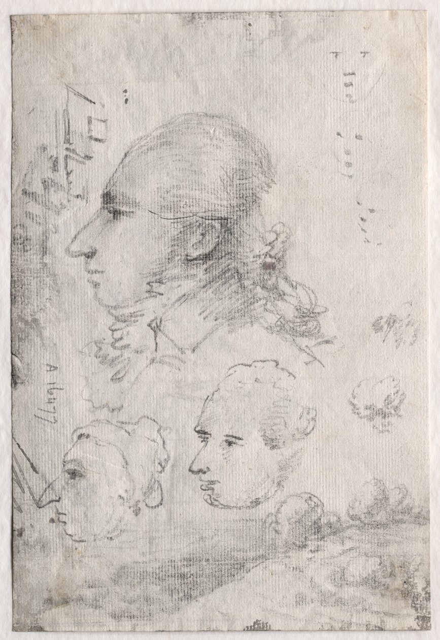 Studier af hoveder (verso) af Thomas Monro