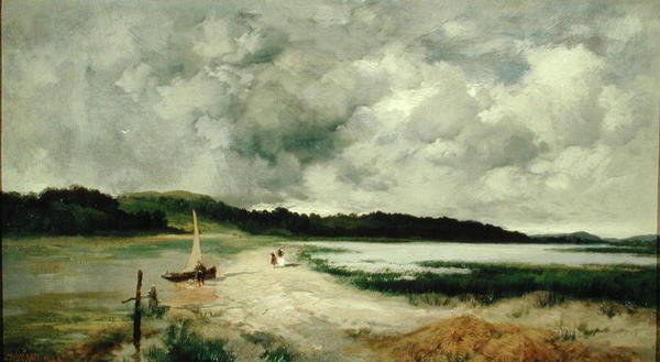 Et forbigående brusebad på Long Island af Thomas Moran